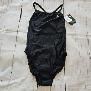 TYR Womens Lycra Black Diamond Fit Solid One Piece Swimsuit Size 34 Medium